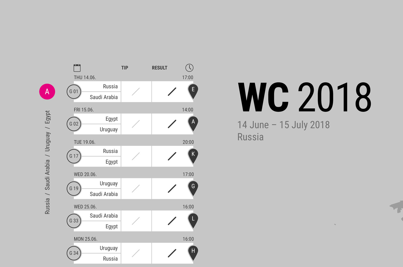 Alexander Glante - Works - World Cup 2018 Russia - Schedule