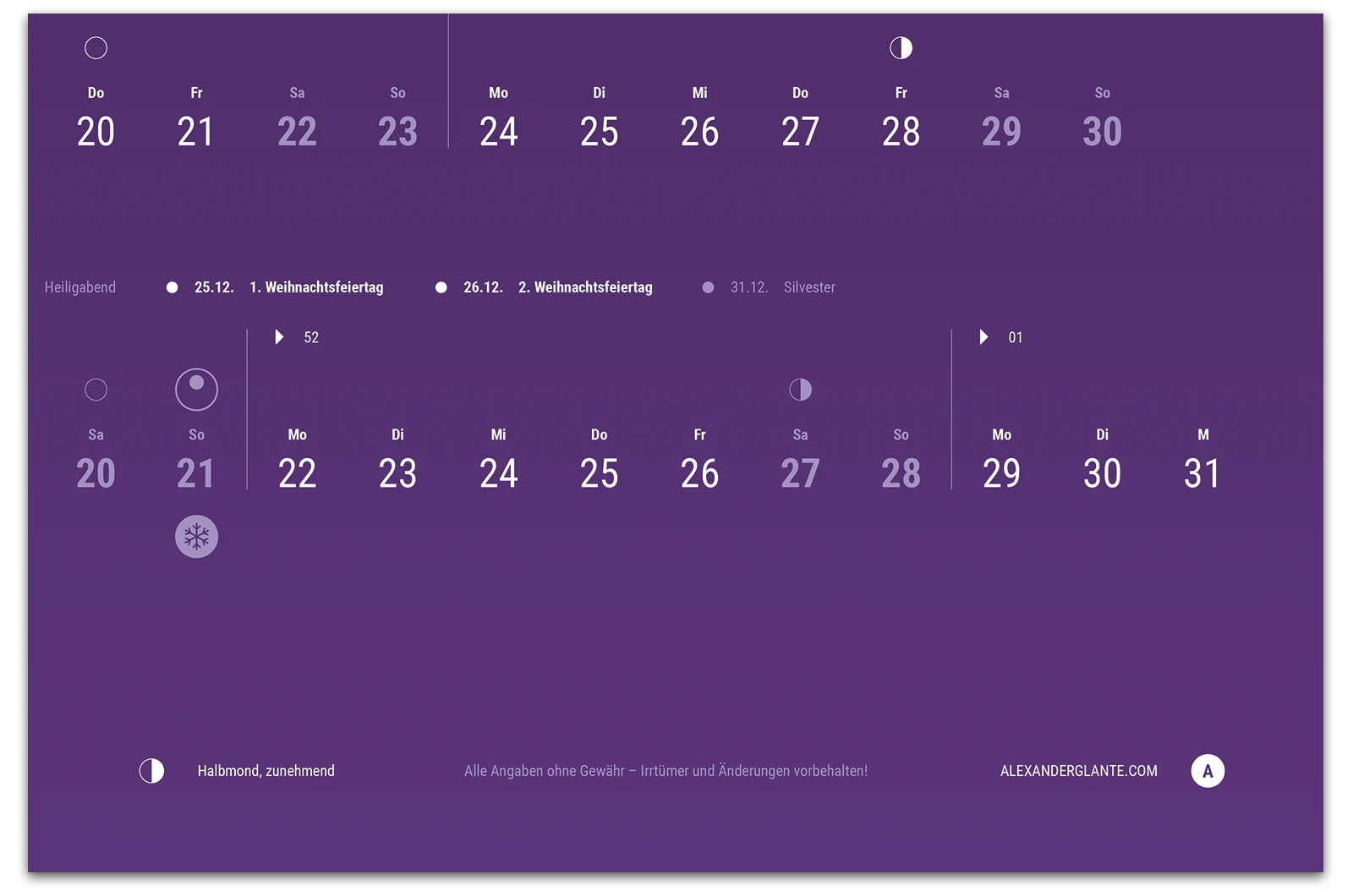 Alexander Glante - Works - Minimalistic Fade Calendar 2025  - 08